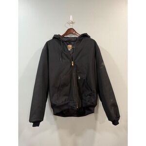 Carhartt Hooded Active Jacket Mens L Tall Black Workwear Coat Quilted Lined